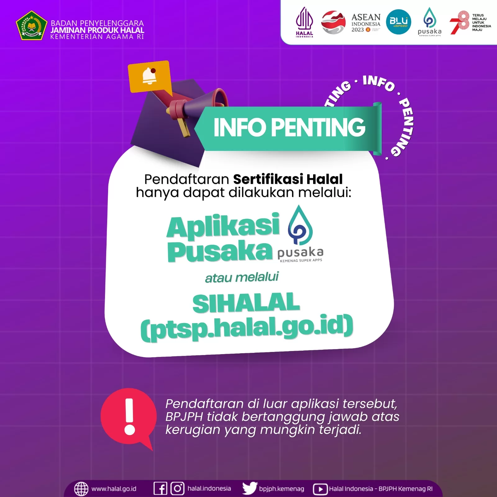 Daftar Sertifikasi Halal Hanya Melalui  PUSAKA Kemenag