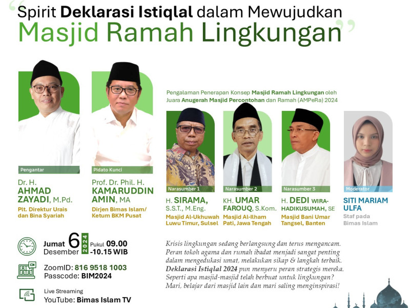 Spirit Deklarasi Istiqlal, Kemenag Usung Masjid Ramah untuk Pelestarian Lingkungan