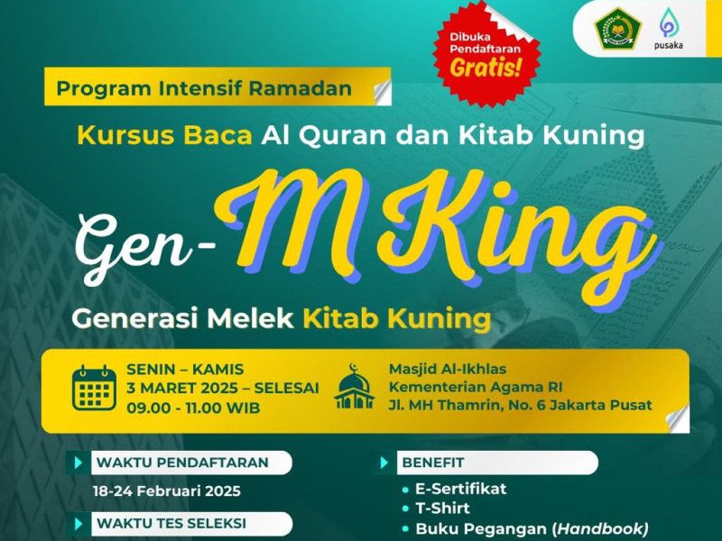 Kemenag Buka Kursus Baca Al-Qur'an dan Kitab Kuning di Ramadan 1446 H, Sila Daftar!