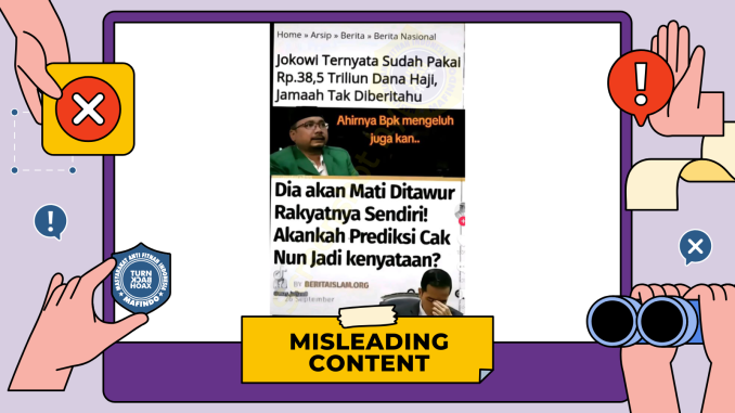 [SALAH] Jokowi Pakai Rp38,5 Triliun Dana Haji Rakyat Tak Diberi Tahu